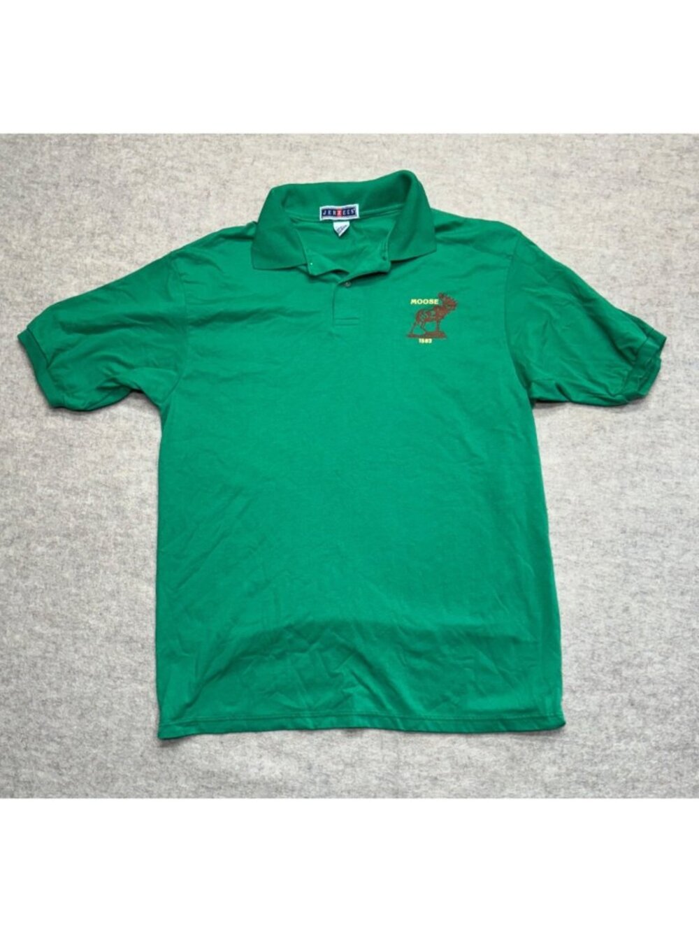 Vintage Jerzees Polo Shirt Moose Lodge 1582 Brunswick Maryland Green USA Large